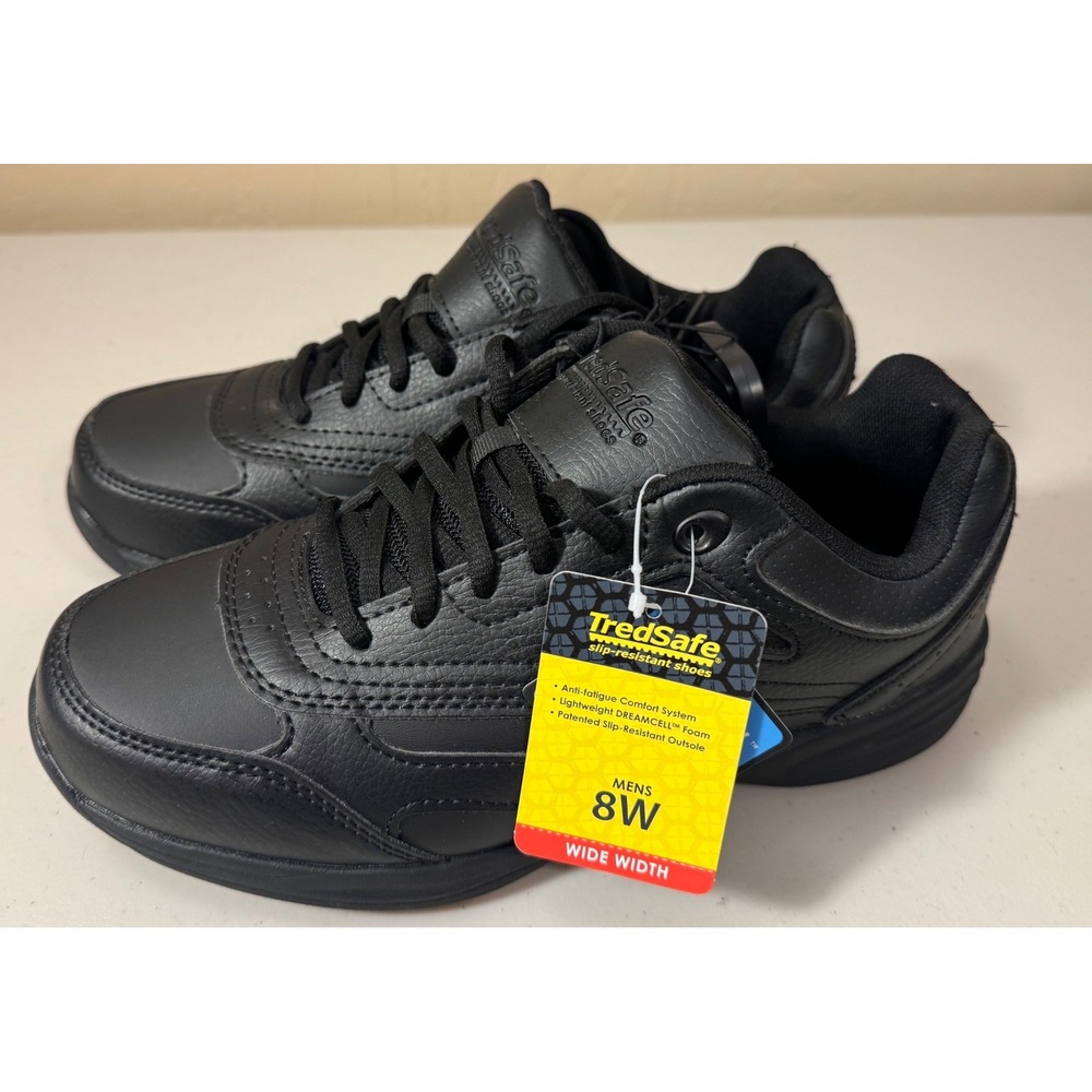 TredSafe Work Shoe Men 8W Black Slip Resistant Dreamcell Foam NEW